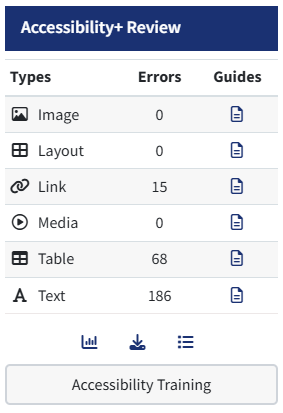 Screen shot of Brickfield Training block within Moodle