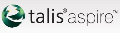 Talis Aspire Logo includes a circular icon with two green birds next to the words talis aspire in lowercase.