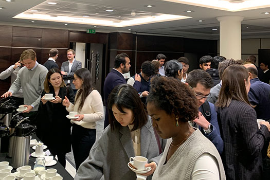 Attendees having coffee at the Future Legal Minds event
