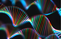 Colourful DNA against black background