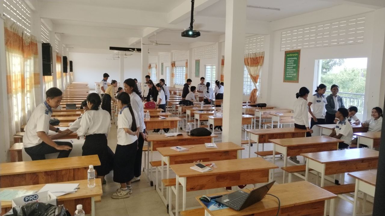 Students in a classroom talking